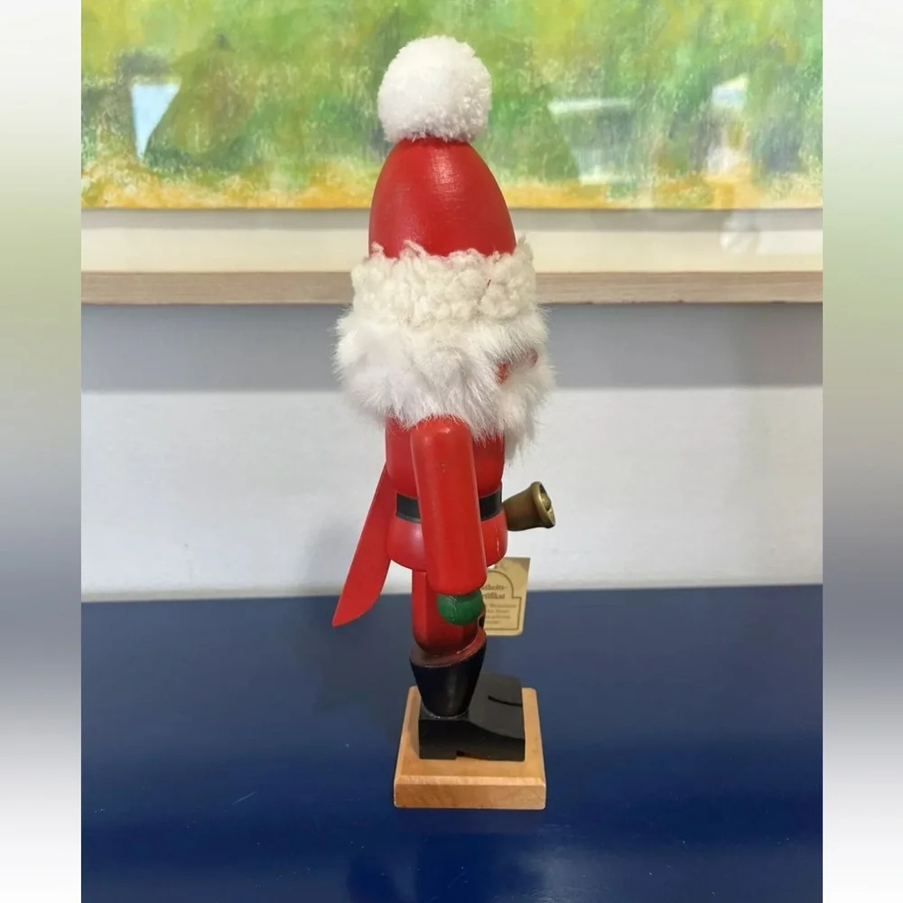 Holzkunst Christian Ulbricht Santa Nutcracker Bell Hangtag West Germany Vintage
